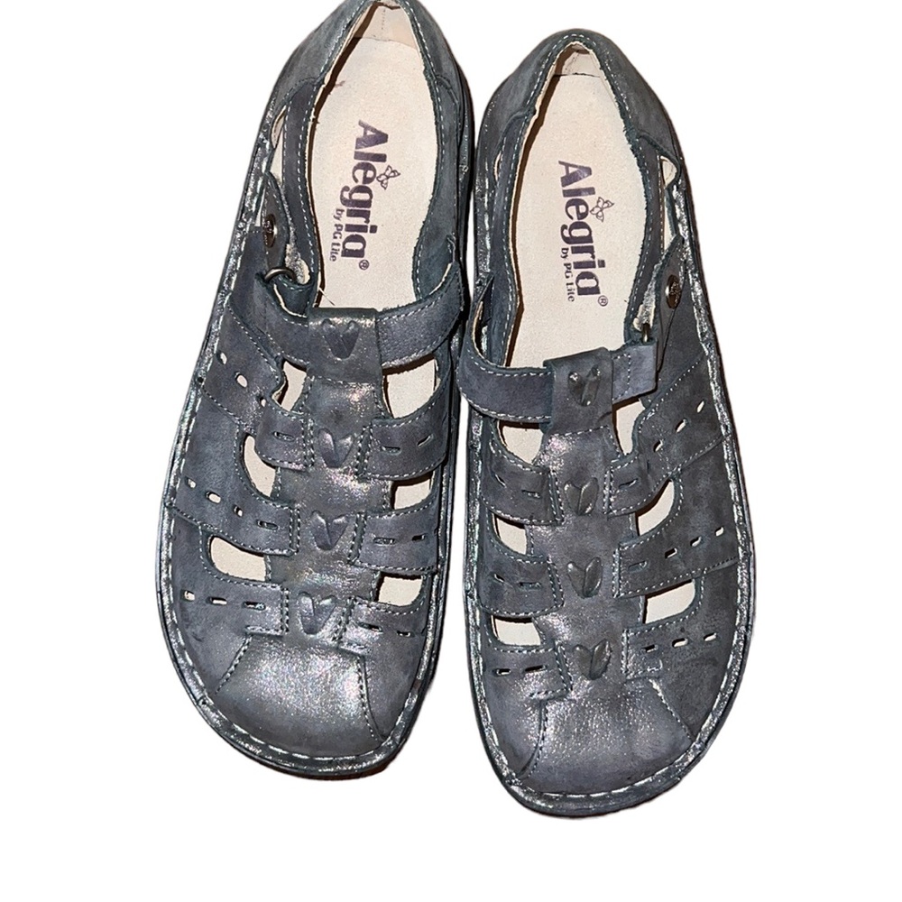 Alegria Pesca Gray Leather Shoes Size 8